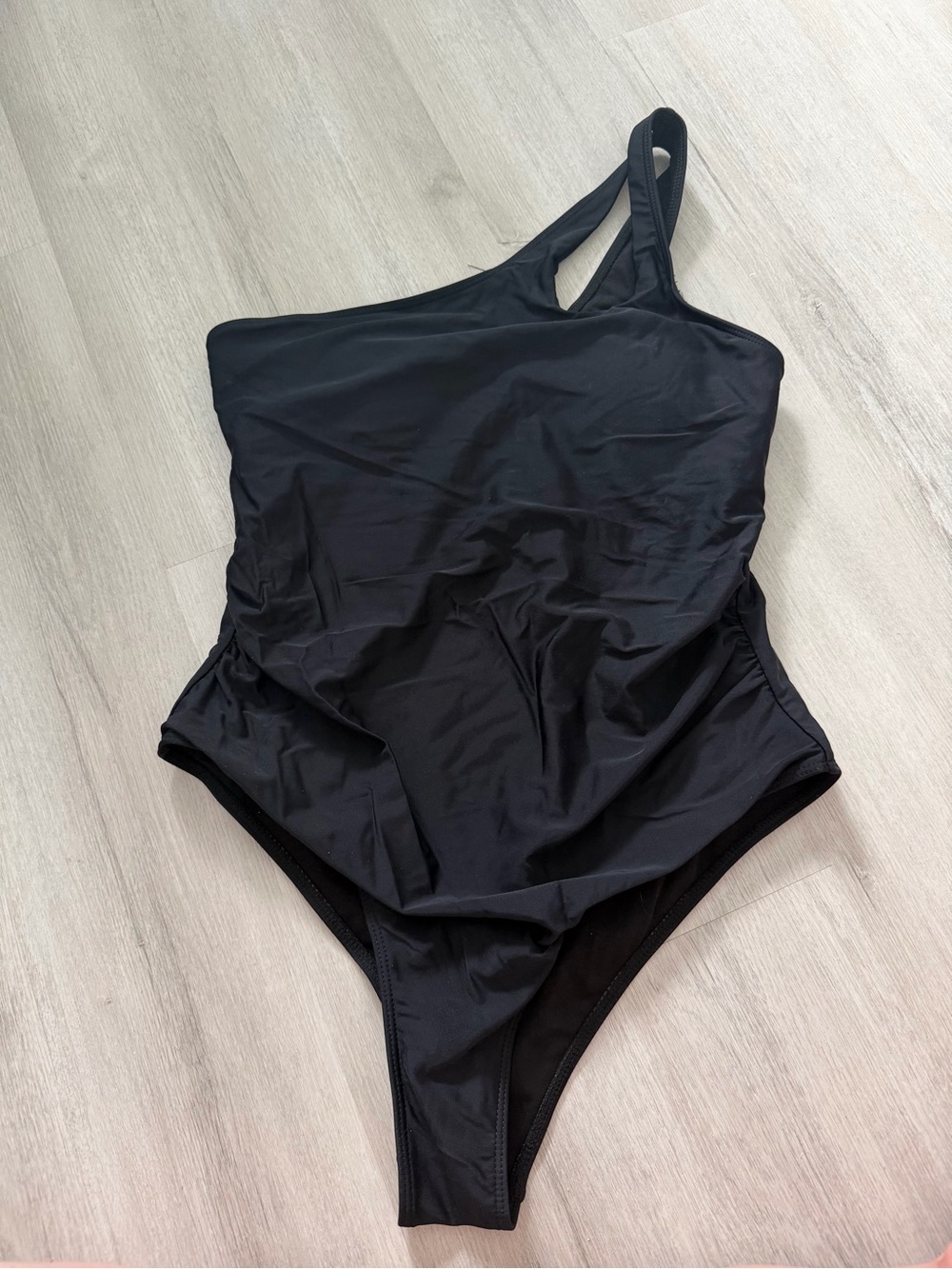 aerie One-Shoulder Black One-Piece Swimsuit